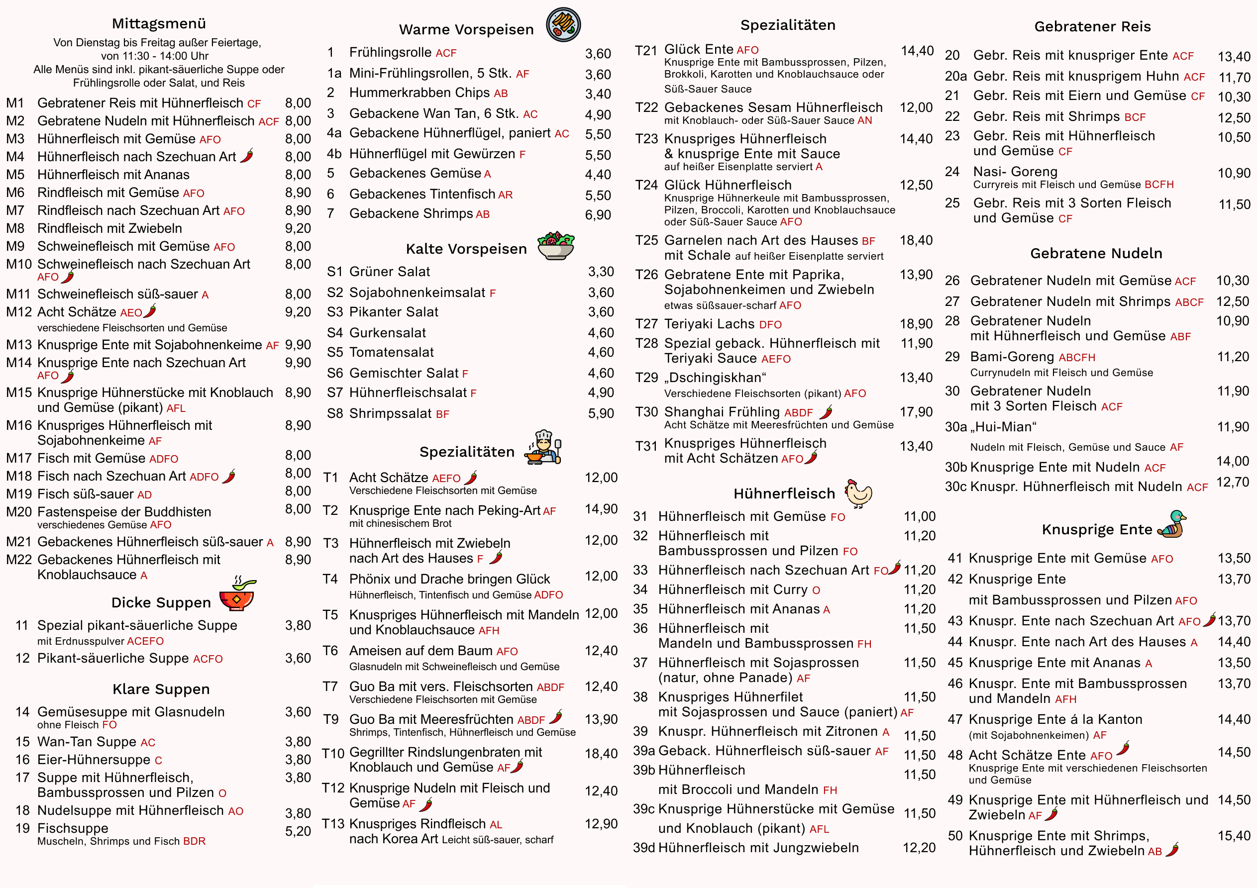 restaurant menu inside